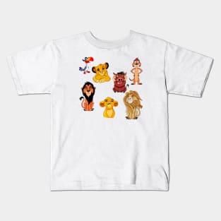 Lion king set characters, Simba lion, Timone and Pumba, Kids T-Shirt